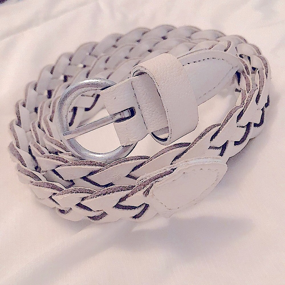 Braided Belt - White Synthetic Leather